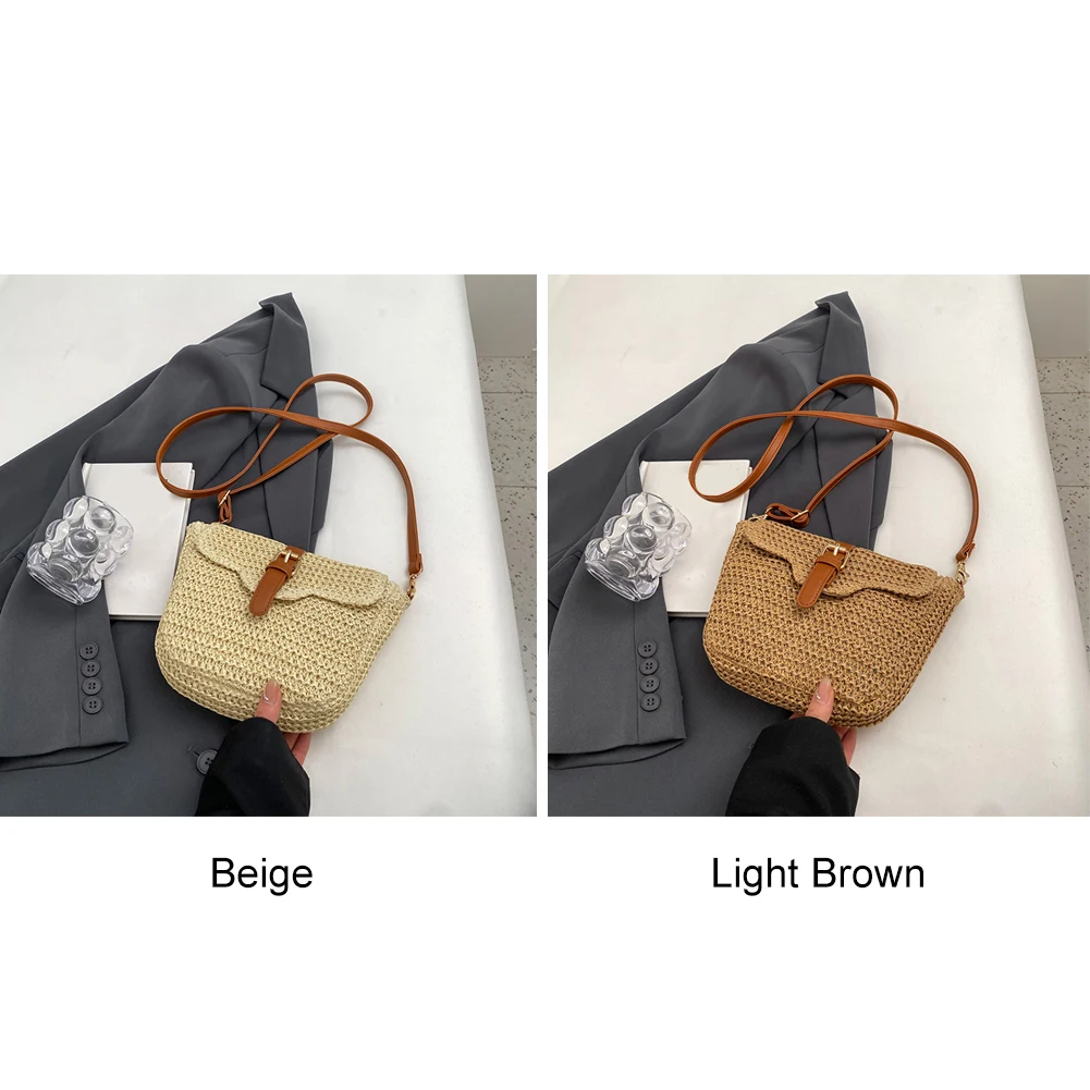 Women Straw Tote Bag Summer Woven Messenger Bags Fashion Handmade Paper Rope Simple Adjustable Straps Bohemia Purse