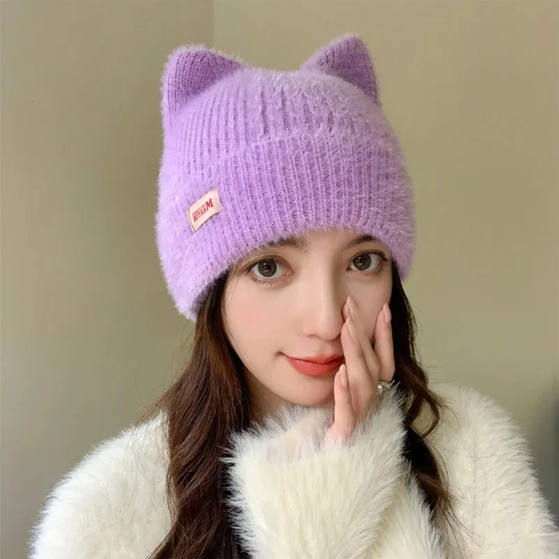 Knitting Warm Ear Beanie Hat Skull Sports Headwear Women Accessories