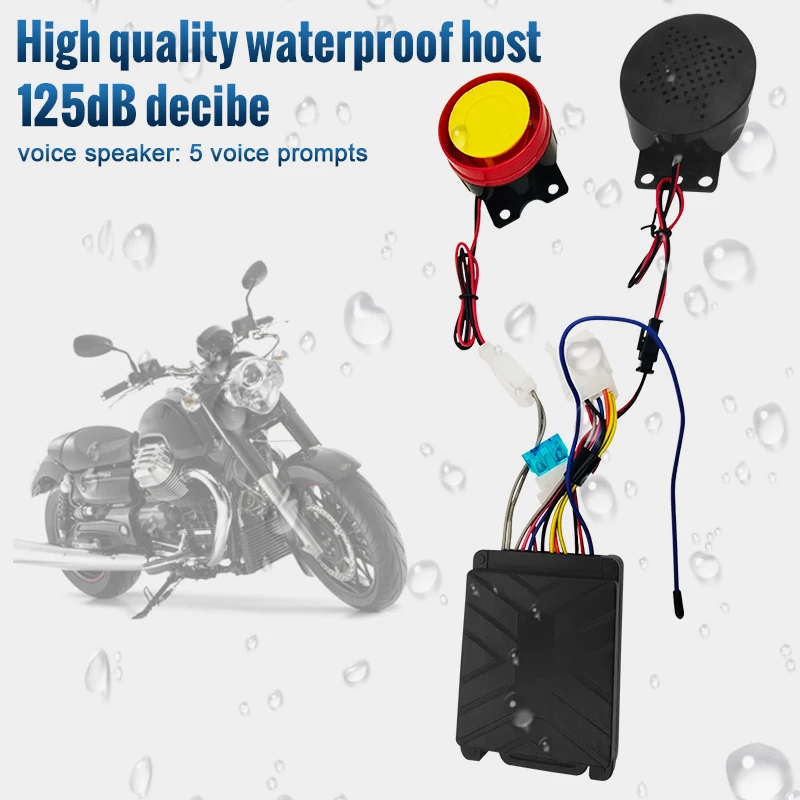 Waterproof 12V Motorcycle English Voice Talking Alarm System 125DB Remote Control Engine Start Anti-sheft System
