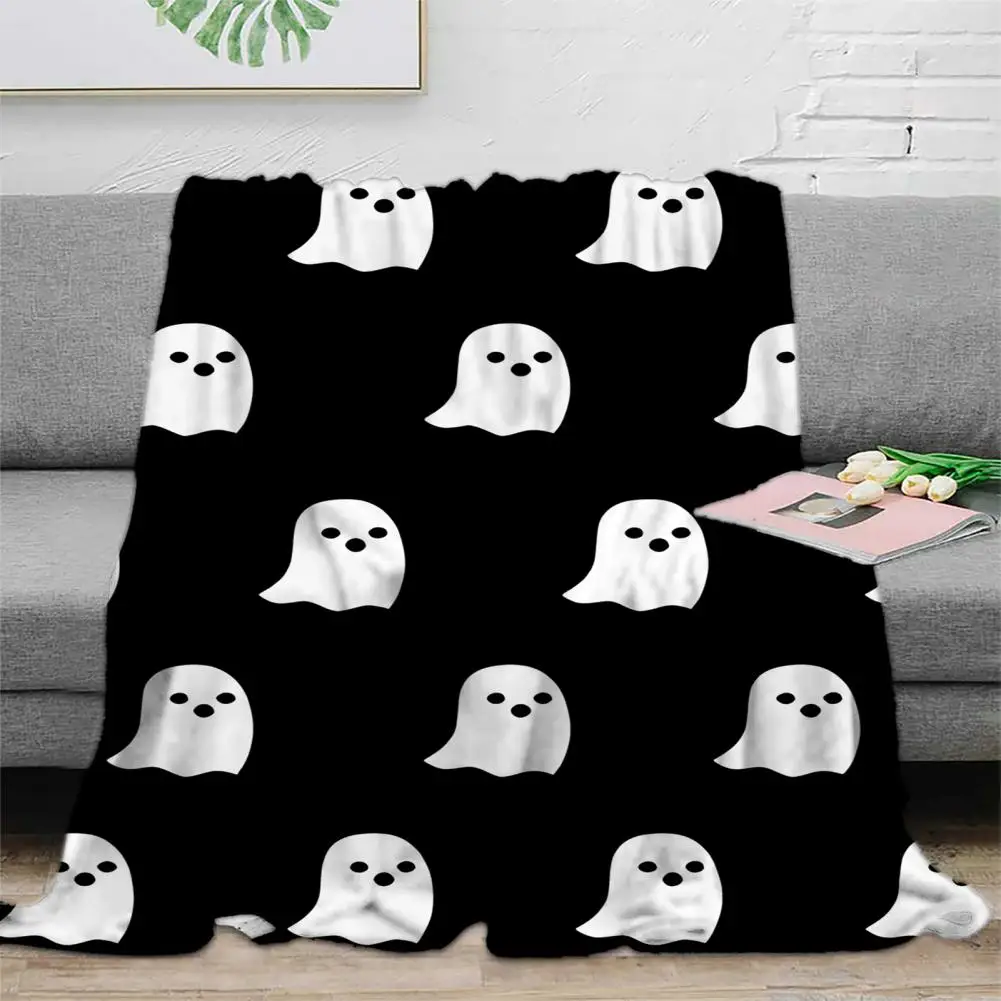 

Halloween Ghost Blanket Halloween Themed Blanket Cozy Halloween Ghost Flannel Blanket Soft Double-sided Rectangle Throw for Sofa