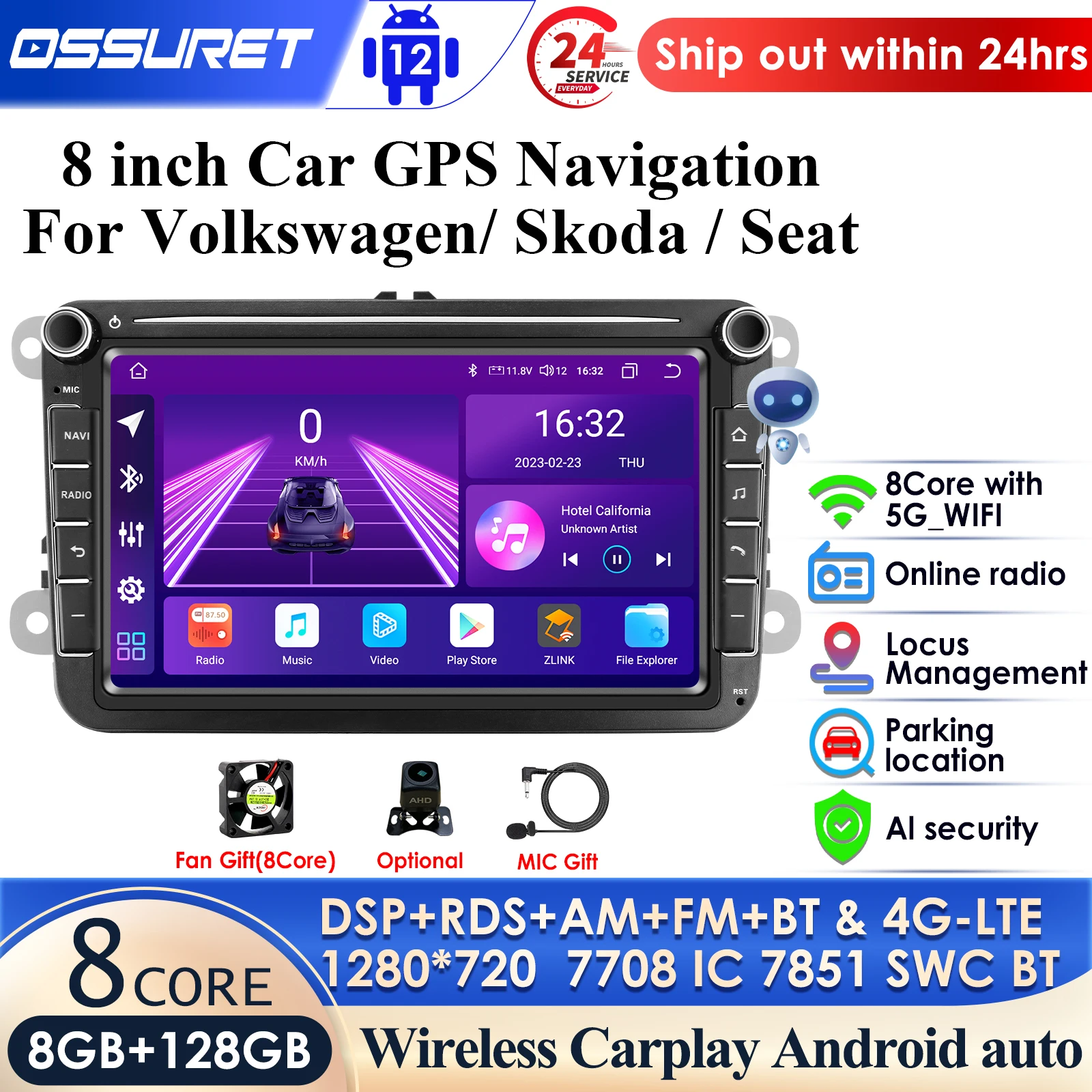 

8'' AI Android Auto Radio for Volkswagen VW Passat B6 B7 CC Tiguan Touran GOLF POLO Carplay 4G Car Multimedia GPS 2din Autoradio