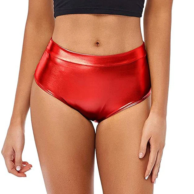 Sexy Rave Dance Costume Women's Metallic Shiny Booty Shorts Skinny Panties Hot Short Pants for Carnival Club Party Bottoms 1