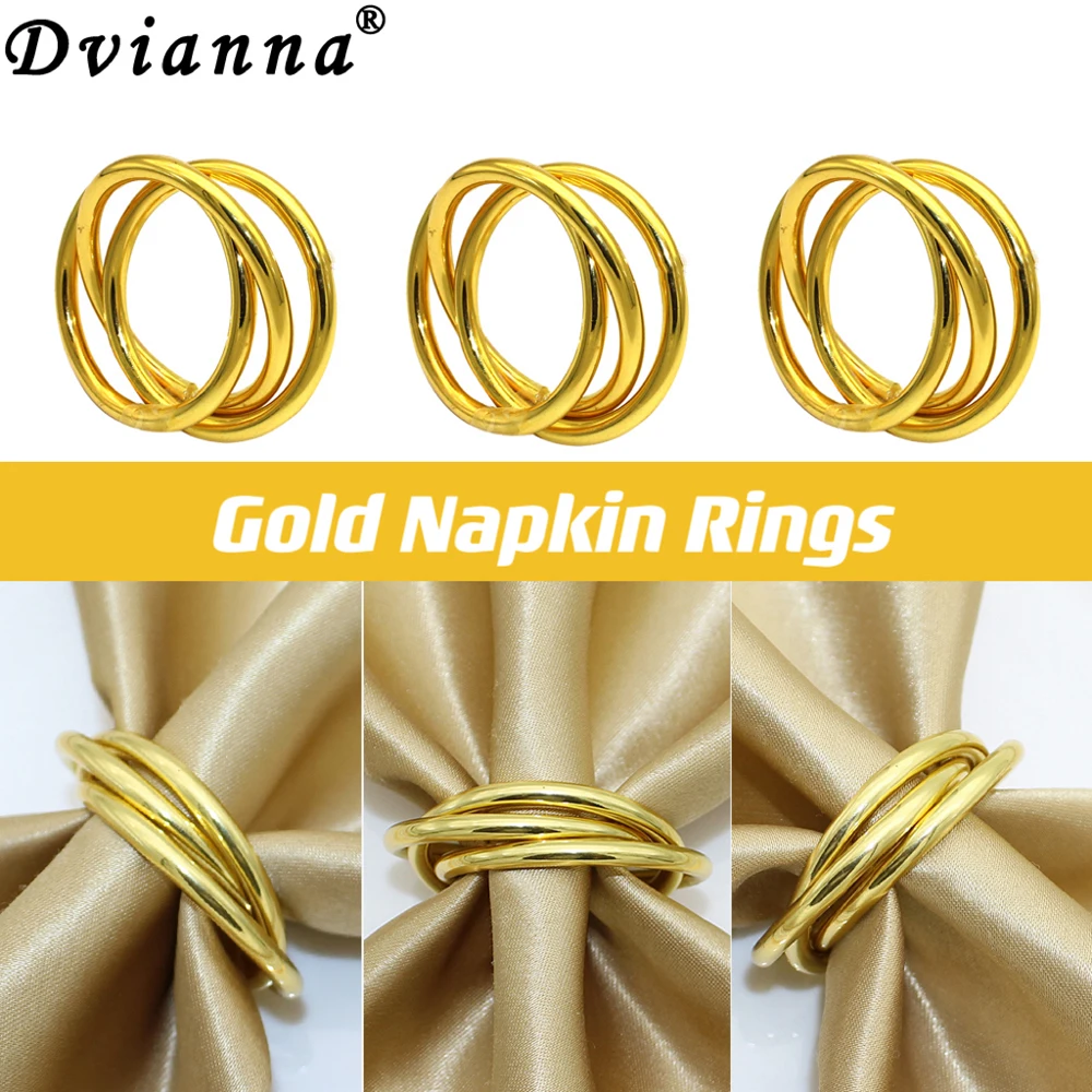 

6/12/24Pcs Metal Napkin Holder Rings Gold Napkin Buckle for Wedding Dinner Parties Weddings Receptions Family Gatherings HWM16