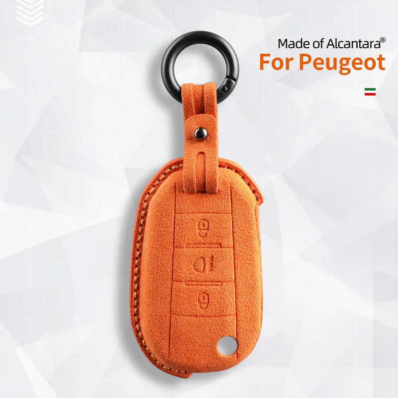 

For Peugeot 208 308 408 508 2008 3008 4008 5008 Alcantara Suede Car Key Case Shell Protector Keychain Accessories