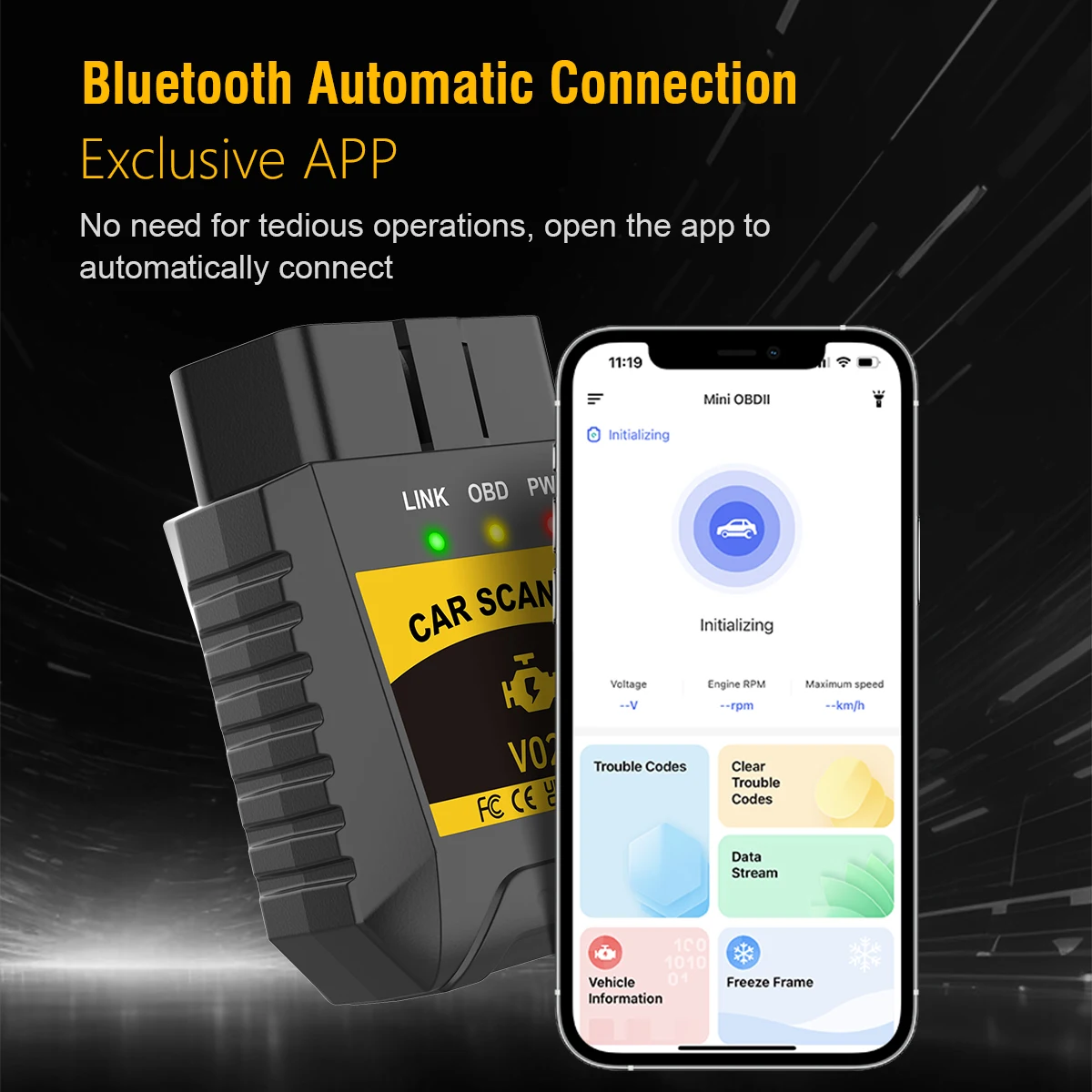 V020 Elm327 Bluetooth OBD2 Scanner for IOS/Android/PC ELM 327 Code Reader Clear Error Engine Car Fault Diagnostis Tool 2
