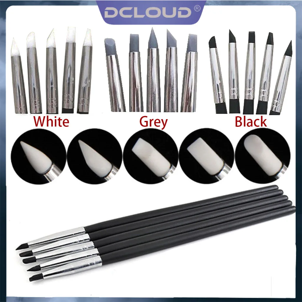 

5Pcs/Pack Dental Resin Brush Pens Soft Silicone Teeth Whitening Shaping for Adhesive Composite Cement Porcelain Tooth Tools