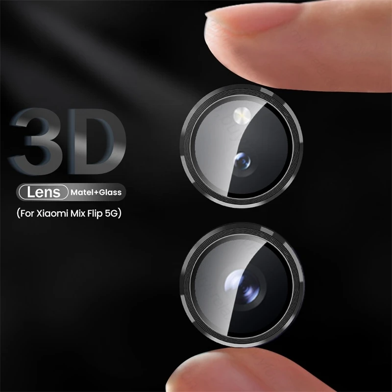 9D Glass Curved Camera Protector with Metal Ring Cover for Xiaomi Mi Mix Flip 5G