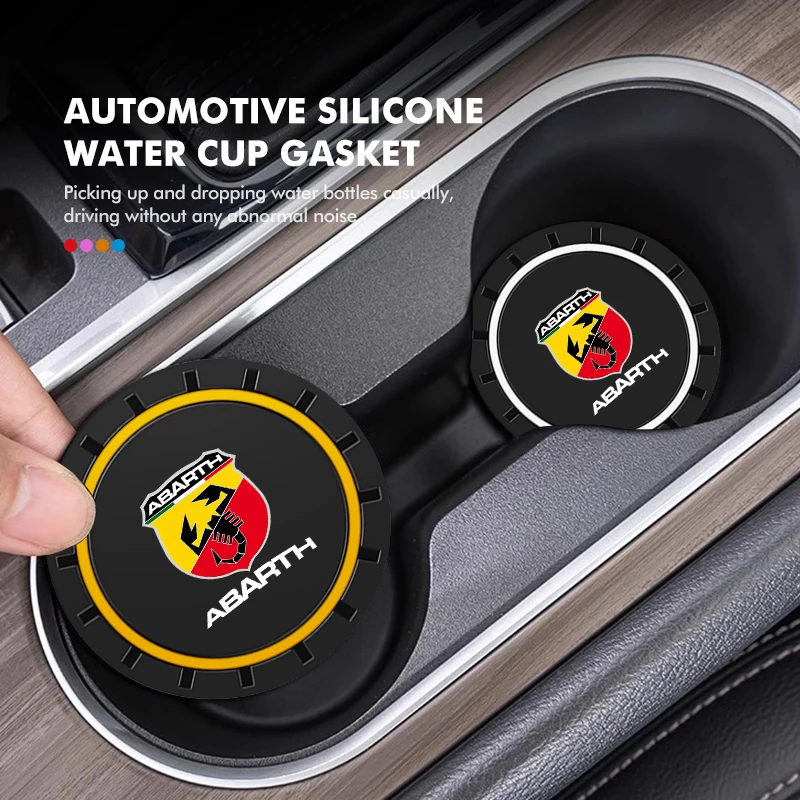 2pcs Car Silicone Coaster Water Cup Anti-slip Mat Accessories For Abarth Stilo Ducato Palio Bravo Linea Doblo 500 Grande Tipo Cup Holder Coasters Car Non Slip Mat Non Slip Mat Car Coaster Pads Silicone Anti Slip Pad Silicone Anti Skid Pad