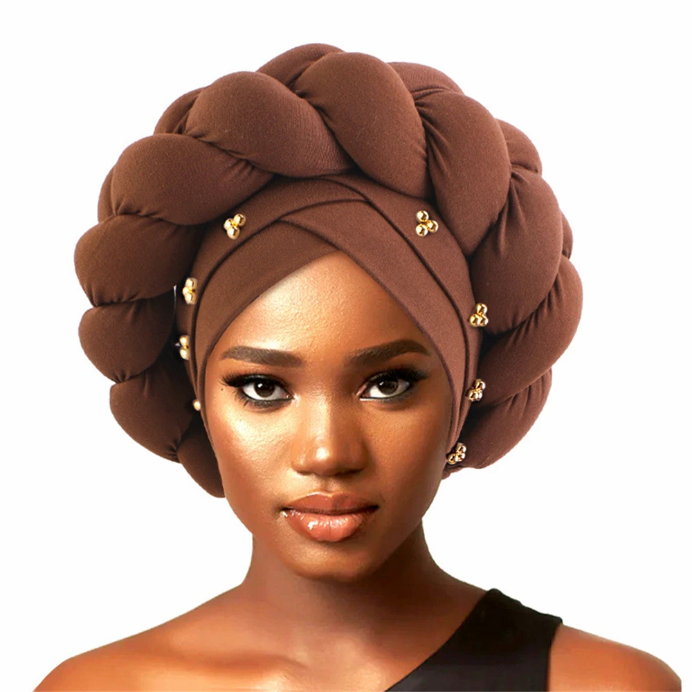 

Latest Auto Geles Muslim Scarf Hijabs Chemo Cap Turbans African Headtie Braid Hats for Women Beanies Headwrap Hair Accessories