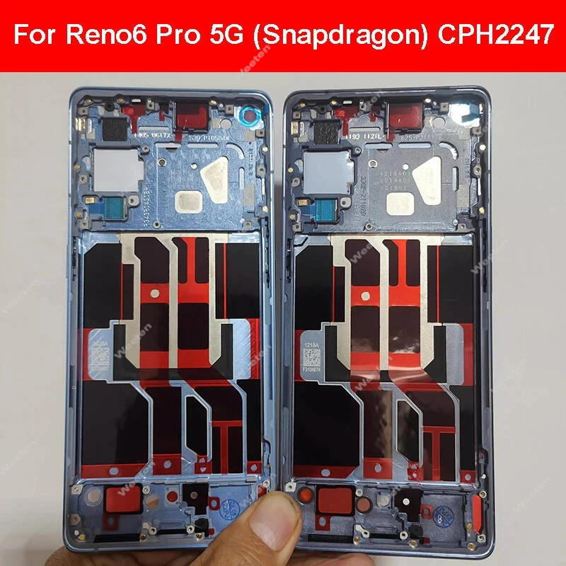Oppo Reno6 Pro 5G Snapdragon CPH2247 중간 프레임 수리 부품용 중간 하우징 베젤 플레이트 커버 케이스