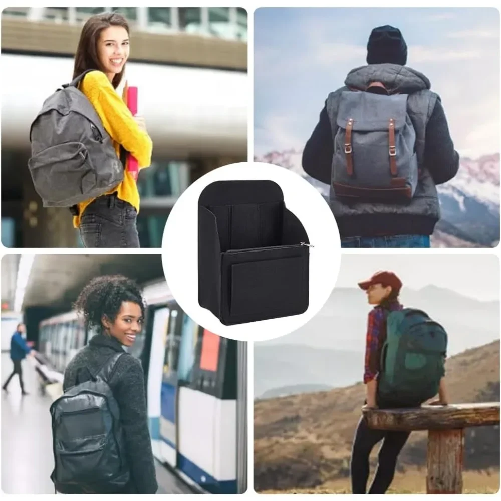 Backpack Organizer Insert Felt Multi-Pocket for Travel Rucksack Shoulder Bag