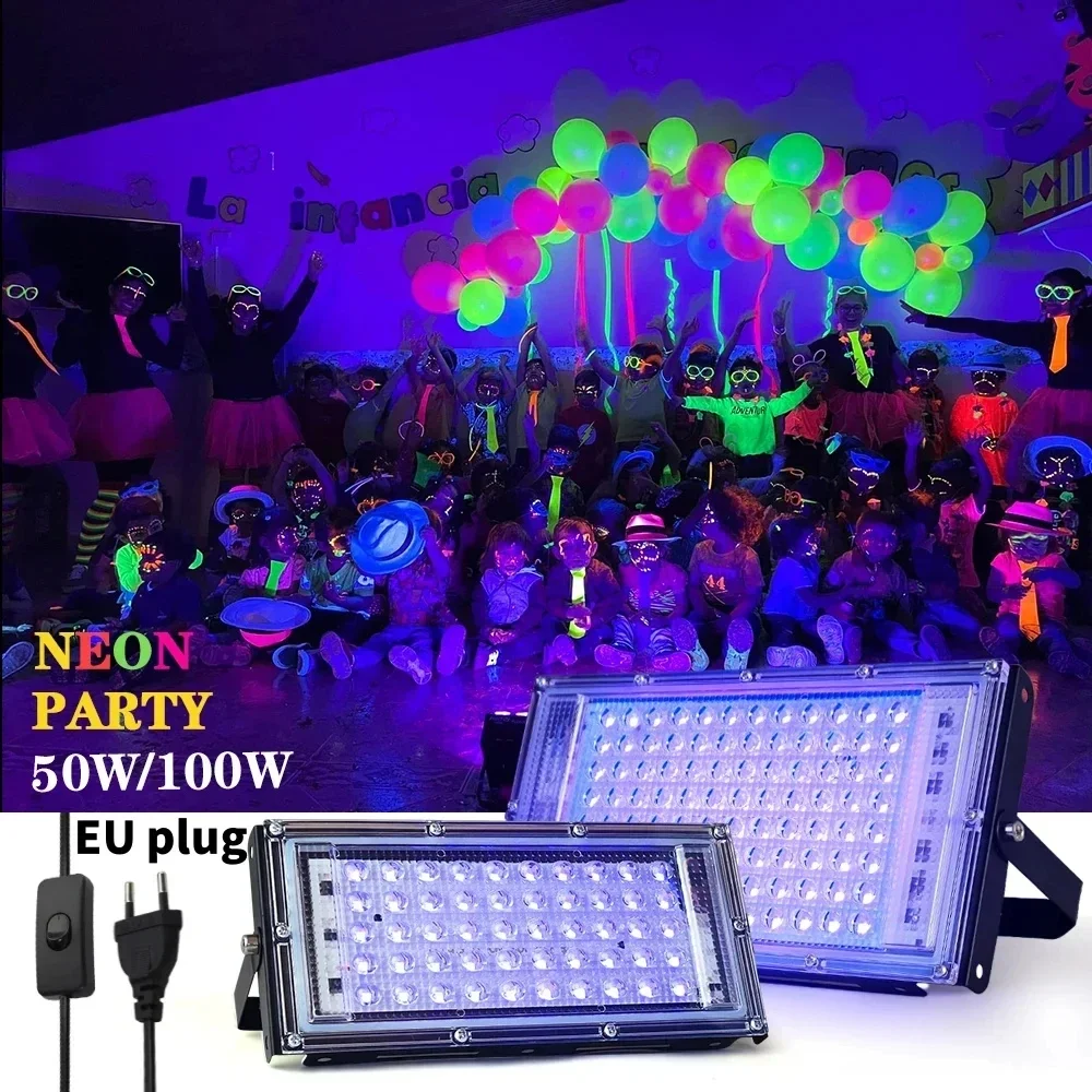 LED Stage Lamp 50W 100W Led UV Floodlight Ultraviolet Waterproof Disco Party Backlight