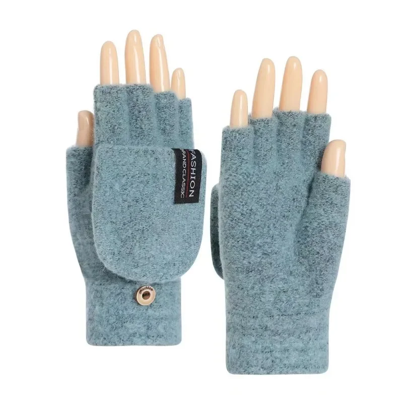 Winter Mitten Warm Knitted Fingerless Gloves Flip Mittens for Men Women Student Boys Girls Half Finger Gloves Thicken