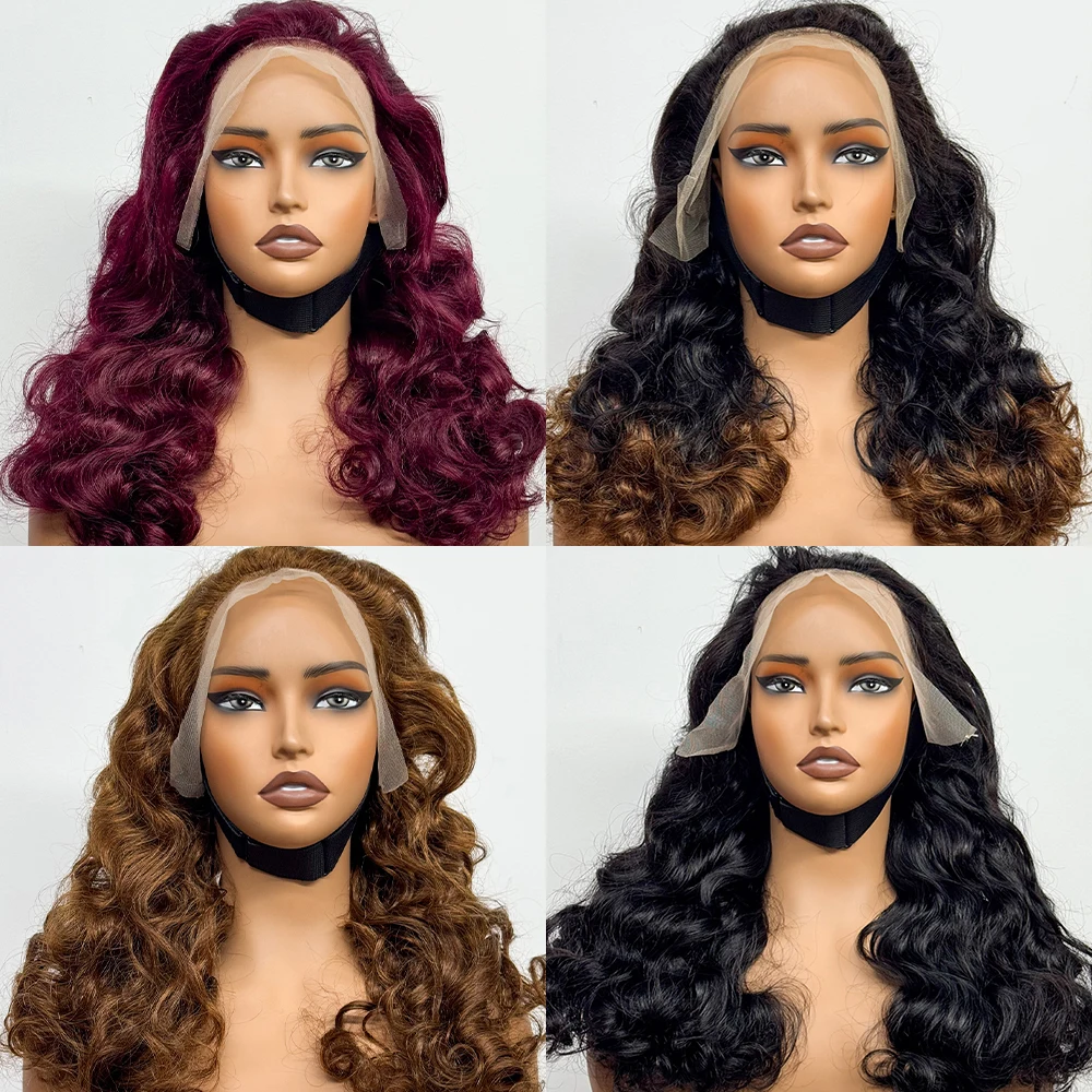 Bouncy Loose Wave Wavy Curly Wigs 280% Density Double Drawn 100% Human Hair Big Wave 13x4 Lace Frontal Human Hair Wigs For Women