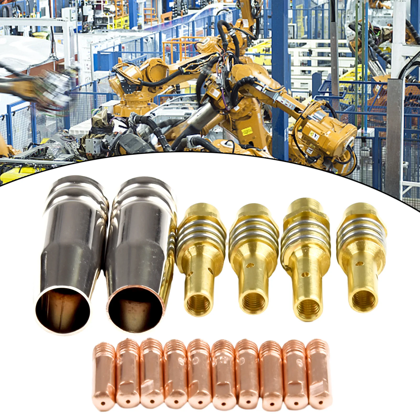 

Protective Nozzles Mig Contact Tip Consumables 16pcs MIG Welding MB15 15AK Contact Tip 0.6/0.8/0.9/1.0/1.2mm Protective Nozzle
