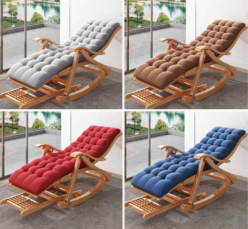 Chaises de salon de patio pliantes, chaise à bascule portable en bambou  avec pédale télescopique, supporte 150 kg, chaise pivotante pour porche,  jardin, piscine, pas de montage, durable (couleur : : Jardin