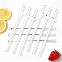 Eco - Friendly High Borosilicate Glass Straw Set - 9 - Piece Reusable Collection for Smoothies and Cocktails (Transparent)