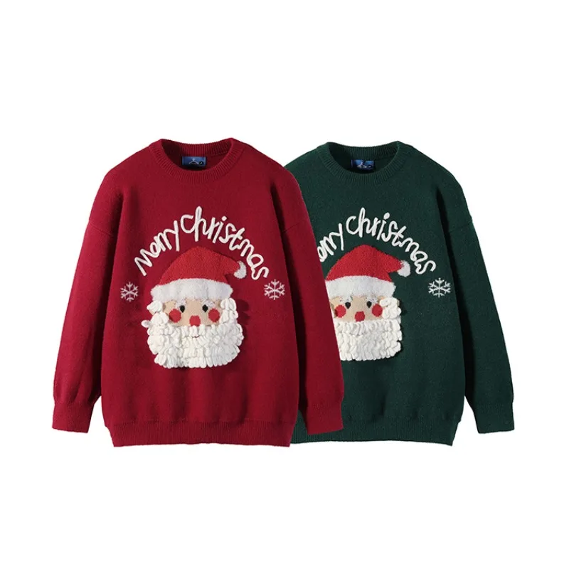 2023 Autumn and Winter Christmas Street 3D Santa Claus Sweater for Men and Women Couple Costume Loose Style Knitwear Sweater 21 autumn winter loose jil pullover hooded sweater for men and women fashion high street couple long sleeve sweater