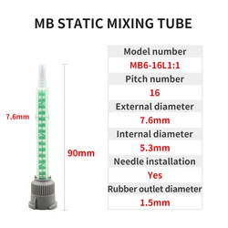 Epoxy Adhesive Static Mixing Nozzle for AB Glue Guns (1:1 Ratio) - Pack of 10/20/50 Pieces (MB6-16)
