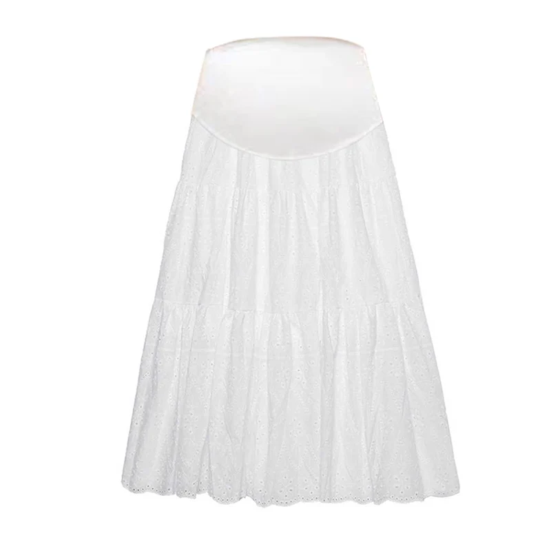 Korean Style Good Quality Maternity Belly Skirts Sweet Pregnant Woman A-line Skirts White Pregnancy Lace Umbrella Skirt