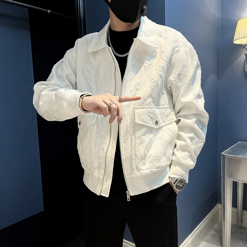 

2024 Spring and Autumn New Men Coat Jackets Casual Solid Clothing Neck Zipper Windbreaker Fashion Cycling Versatile Coats E04