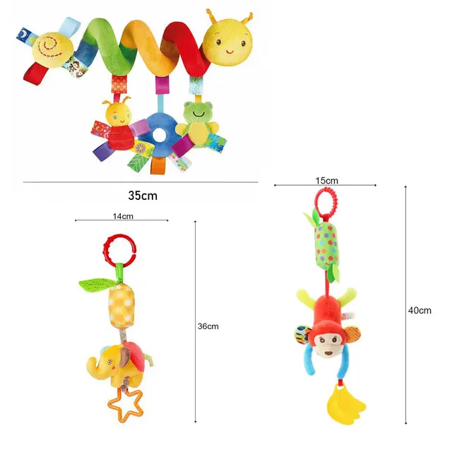 11 pièces en option, cloche de berceau de bébé hochet poussette de bébé cloche suspendue multifonctionnelle pincement couleurs vives pour attirer l'attention du bébé 6