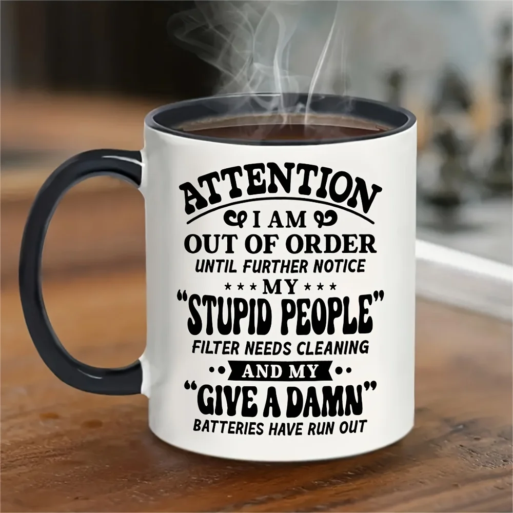 

11oz Creative Inspirational Quotes Ceramic Mug, Portable Coffee Cup, Suitable For Outdoor Camping, Picnic, Home, Office
