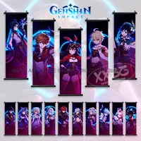 Genshin Impact Hanging Painting Canvas Wall Art Anime Poster Kawaii Yoimiya Home Decor Mural Jean Scroll Picture For Living Room