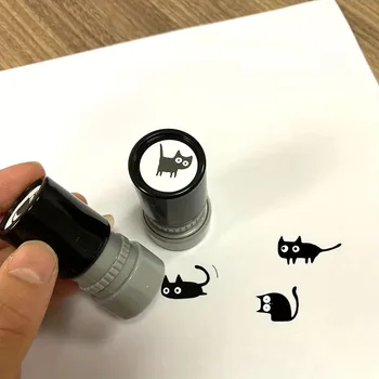1pc 4 Styles Cute Cartoon Stamps Lovely Small Black Cat Stamp DIY Scrapbooking Decoration Diary Collage Stationery 1