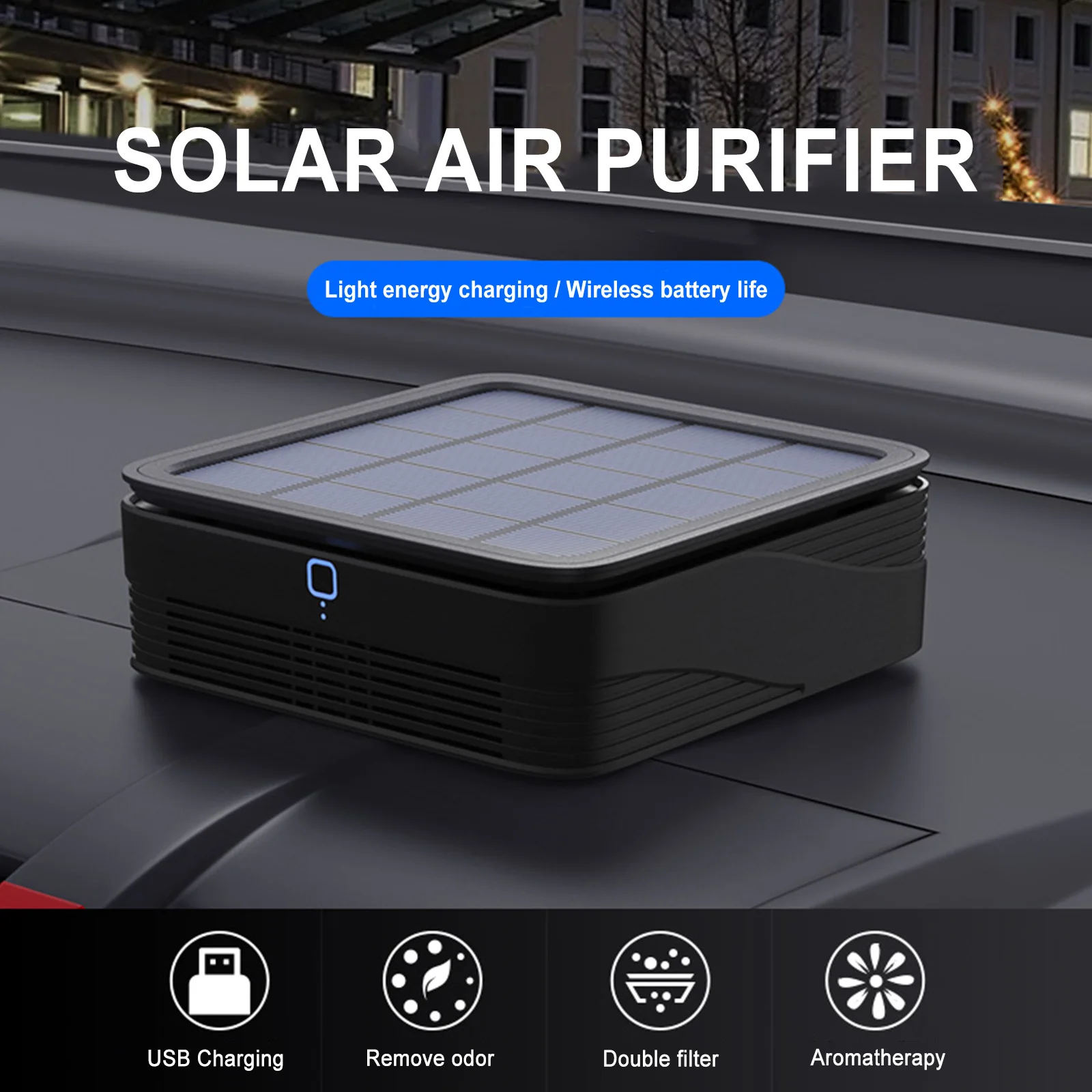 New Car Air Purifier Solar Powered Ecofriendly Negative Ion Vehicle