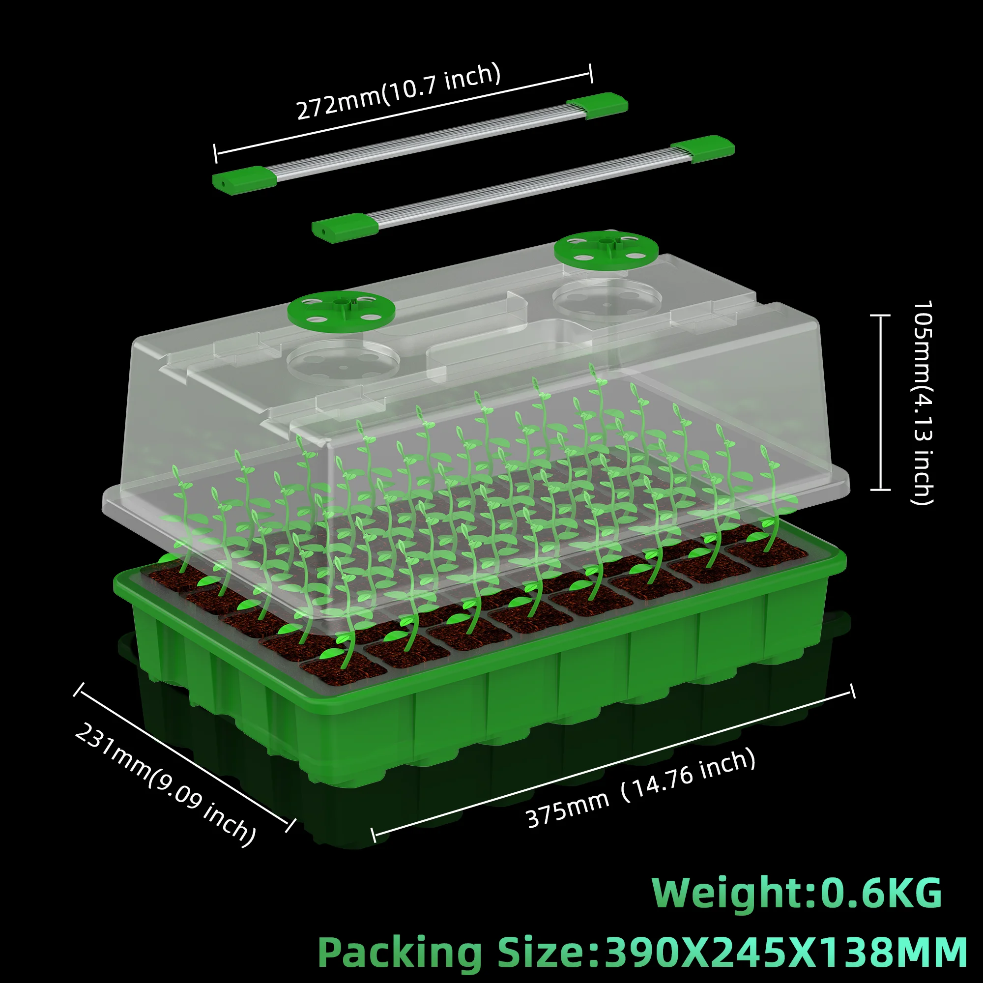 Enhanced Seed Starter Kit with Grow Light and 40-Cell Tray