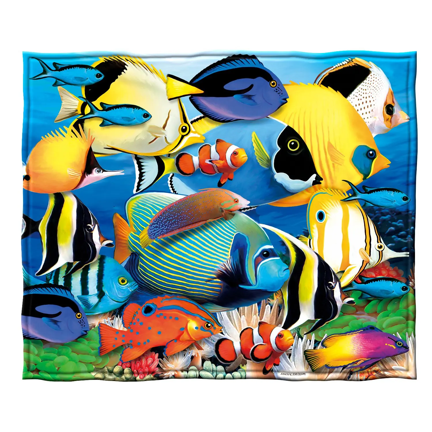 

Tropical Fish Flannel Blanket for Bed, The Underwater World Sealife Throw Blanket for Sofa Couch, Soft Plush Fish Blankets Gifts