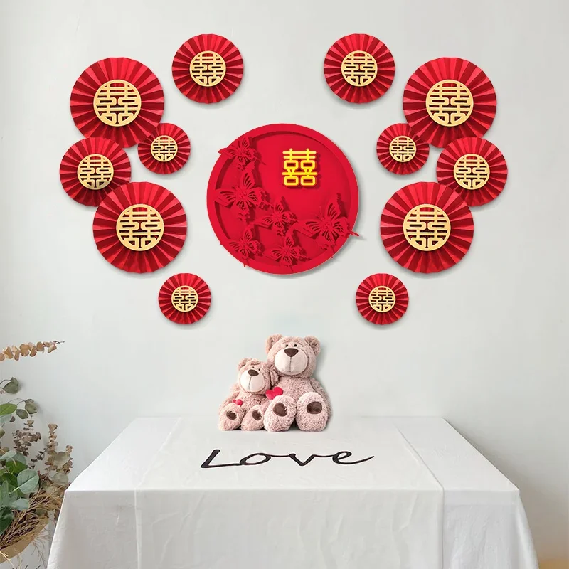 

Wedding headboard decoration with auspicious characters to decorate the mother's home