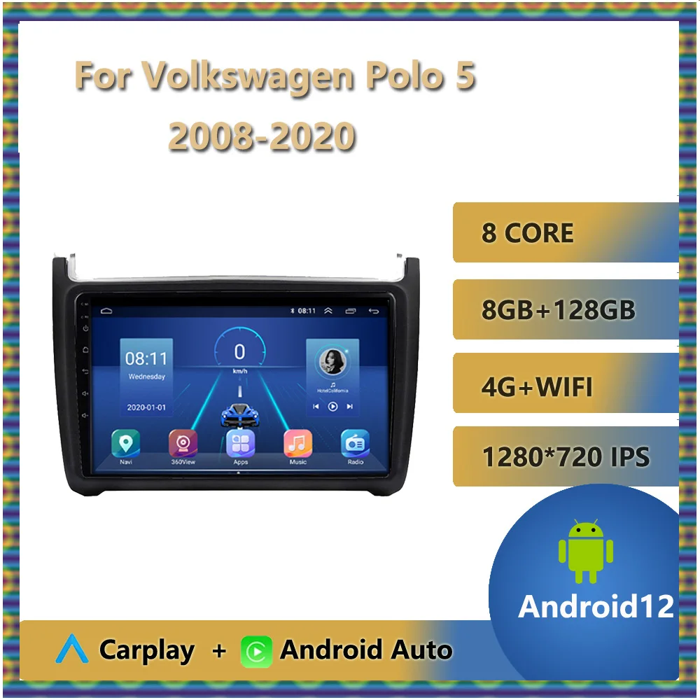 Android 12 Car Radio For Volkswagen Polo 5 2008 - 2020 Auto Multimedia  Player Carplay Autoradio Stereo Bluetooth Split Screen BT