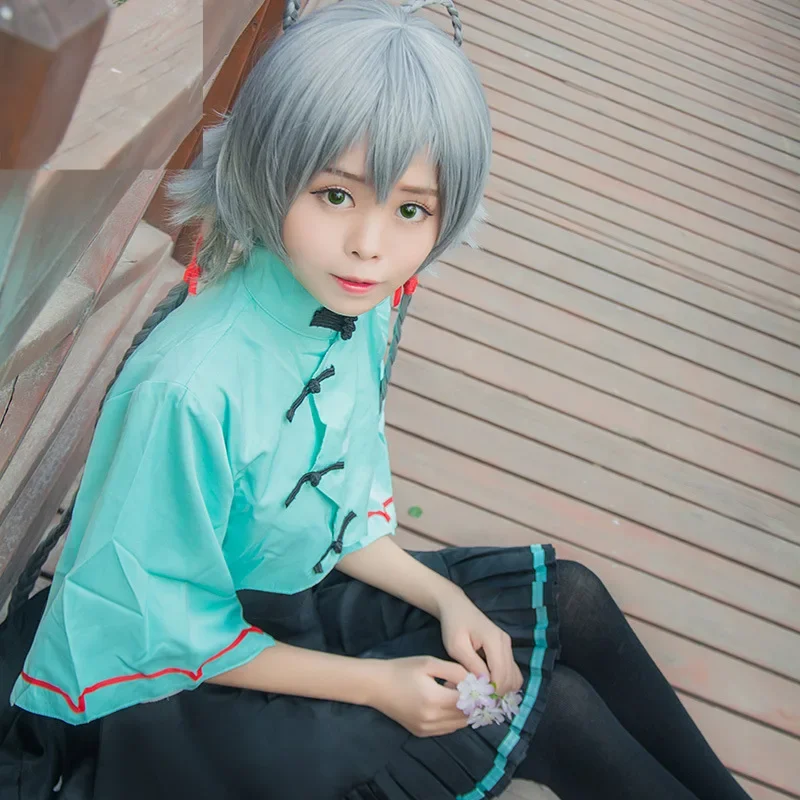 

China Anime Luo Tianyi Cosplay Costume Vocaloid Miku Girls Cotton Green Lolita Dress Coat Outfits Halloween Dress Up Uniform