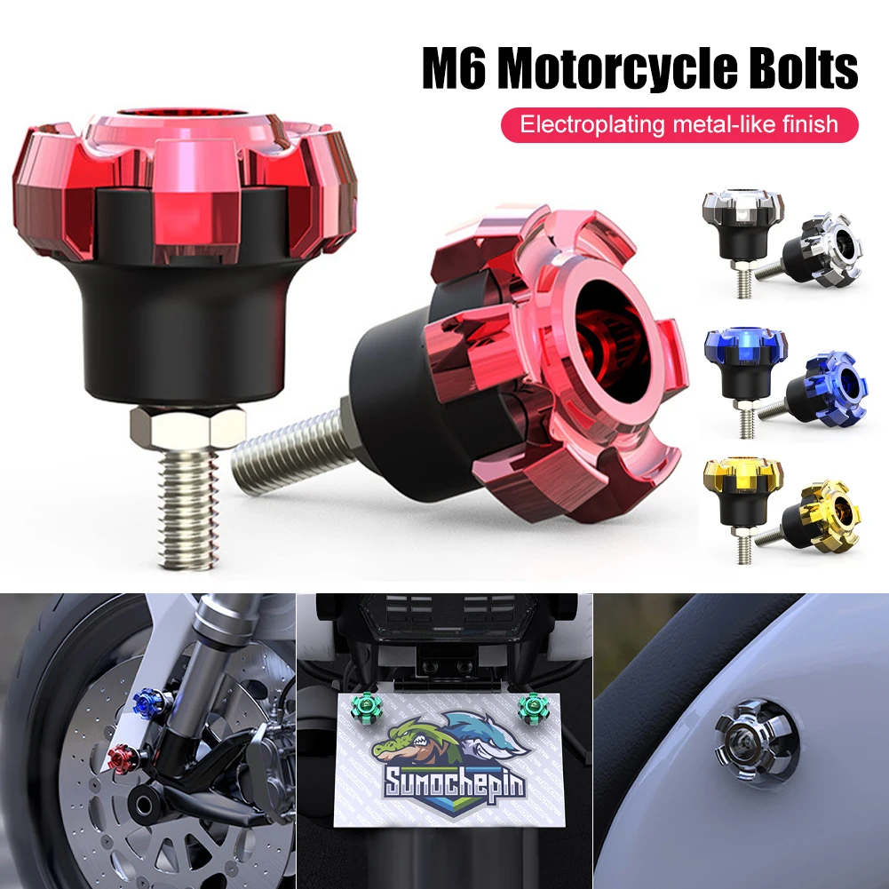 

10Pcs M6 Motorcycle Bolts Electroplated ABS Screw Cap Cover Universal M6x26.5mm for Mountain Road Bike License Plate Seat Post