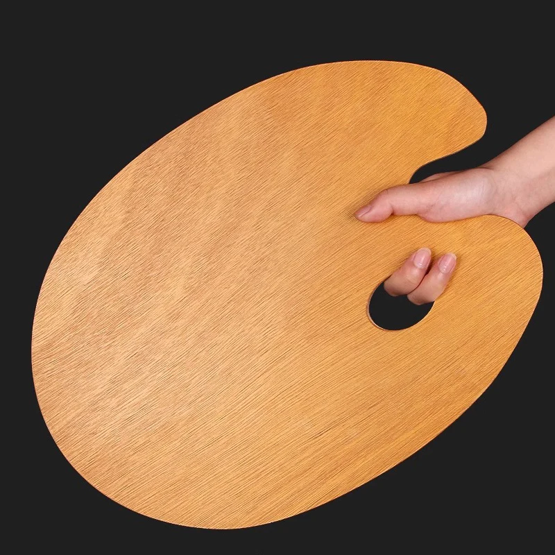1 Pcs Wooden Palette,Oval And Square Solid Wood Panels,Suitable For Oil Painting,Gouache,Acrylic And Other Pigments 3
