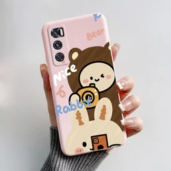 Cute Rabbit Panda Painted TPU Soft Cover - Shockproof Back Coque for Vivo V20 SE (Pink - L01)