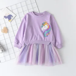 Unicorn Princess Girls' Dress - 6T (AZ2377Purple)