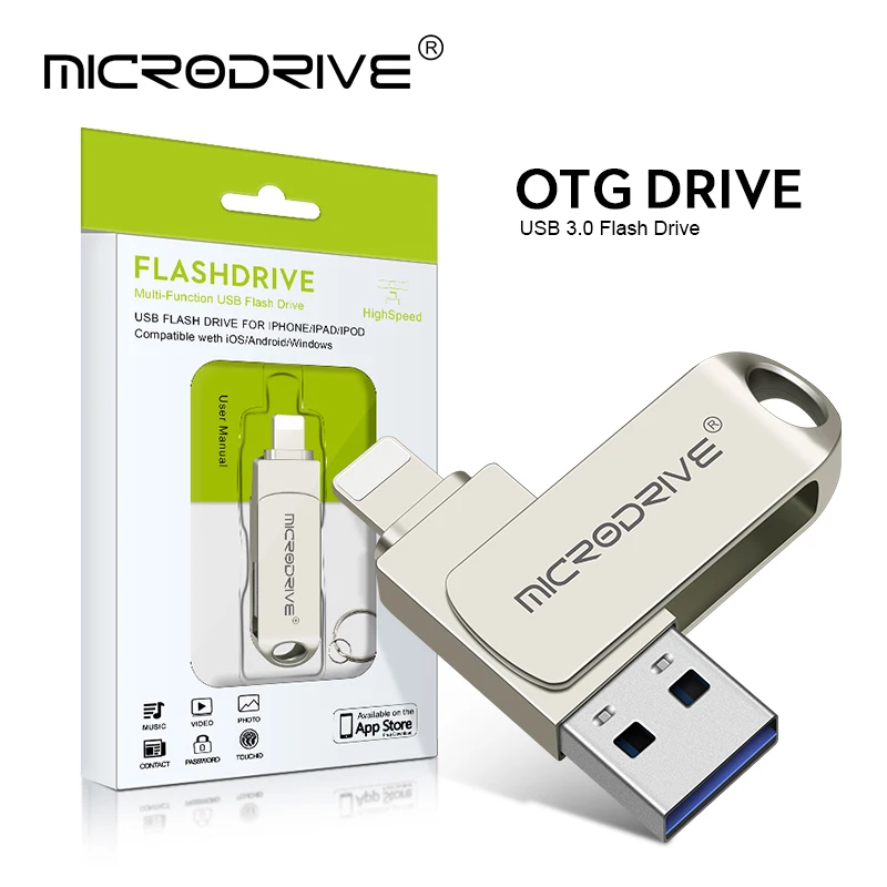 Usb3.0 Flash Drive pendrive For iPhone /Plus/X/ipad Usb/Otg 2 in 1 Pen Drive For all iOS External Storage Devices