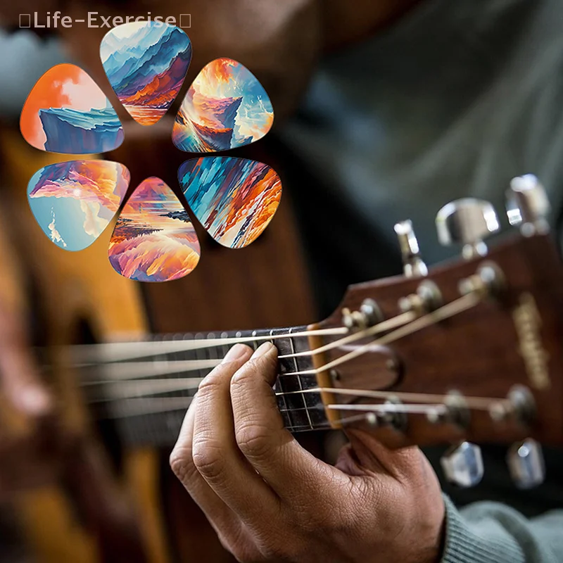 10Pcs/set Guitar Picks Premium ABS Material Dual-Sided Printing Shrapnel For Bass Ukulele Musical Instrument Accessories