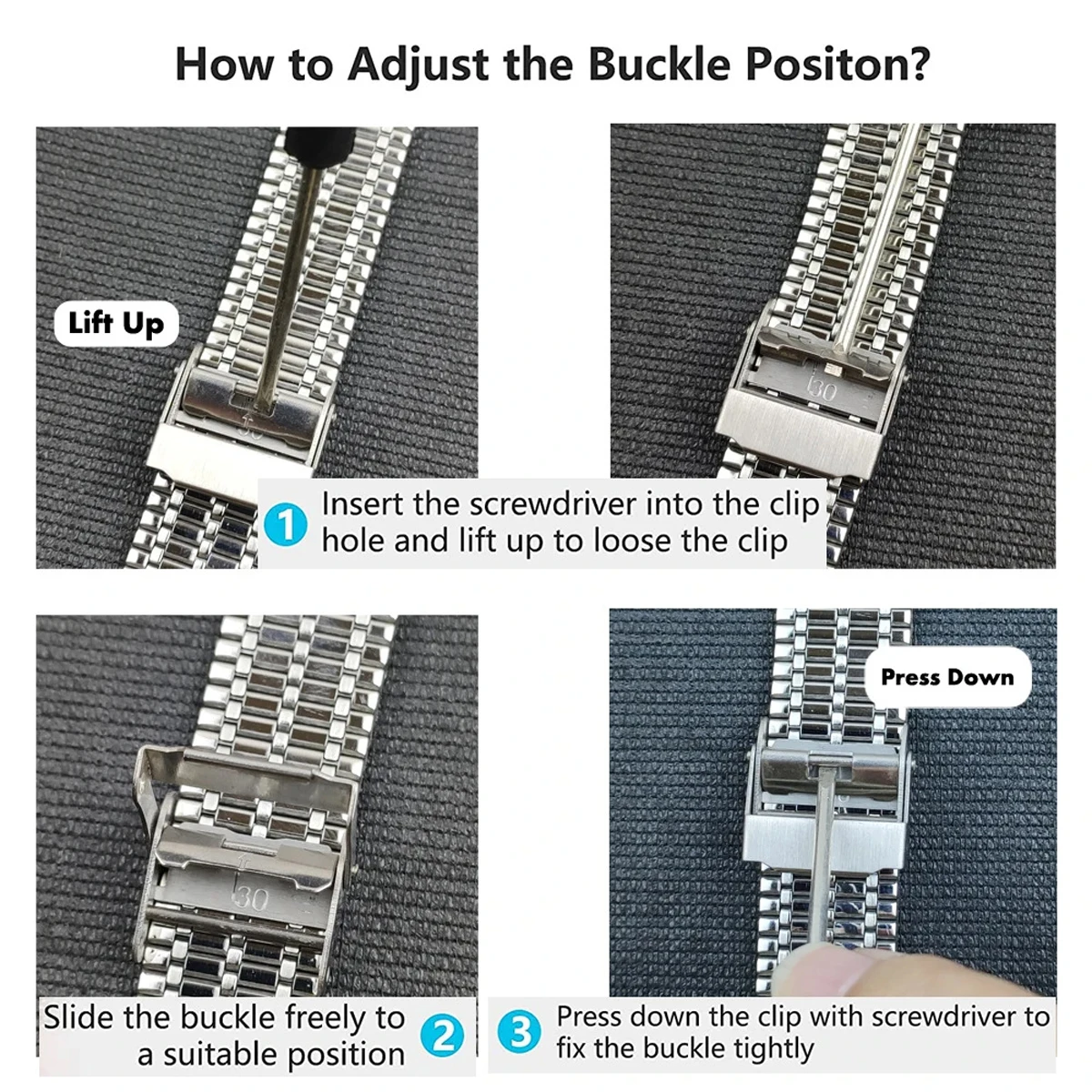 Premium Stainless Steel Bracelet Strap for Smartwatches - Sleek Metal Design Wristband