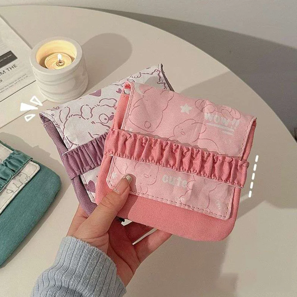 

Women Portable Sanitary Napkin Tampon Storage Bag Cotton Travel Makeup Storage Bag Literary Cute Coin Purse Sundries Storage