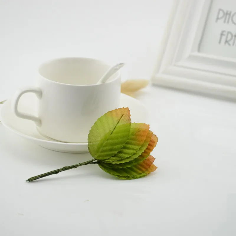 30pcs Mini Nylon Silk Leaf-shaped Leaves Artificial Flower For Wedding Decoration DIY Wreath Gift Scrapbooking Craft Fake Flower