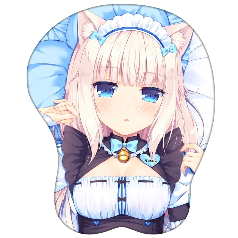 

Cute Nekopara Vanilla Mousepad Keyboard Accessories 3D Silicone Non-Slip Mat Milk Silk Fabric Wrist Bracer Mat Anime Mouse Pad