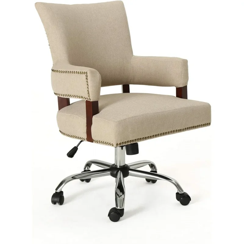 

Great Deal Furniture May Traditional Home Office Chair, Wheat and Chrome