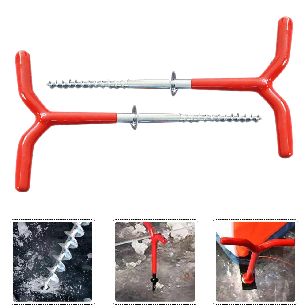 

2 Pcs Nail Accessories Fishing Tent Ice Drill Ground Nails Camping Stake Screw Pegs Metal Stakes