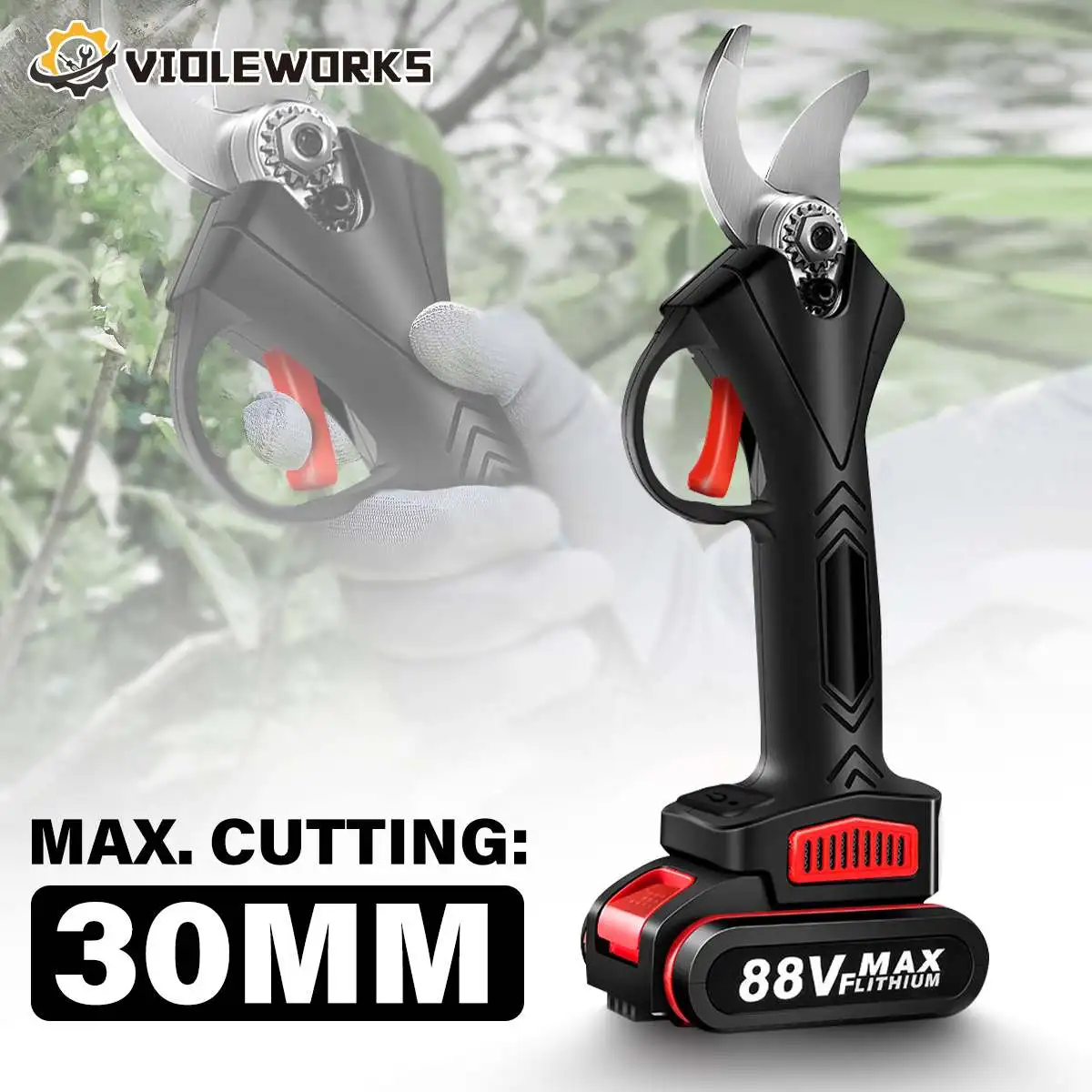 Перезаряжаемый Электрический секатор для резки фруктовых деревьев, 30 мм