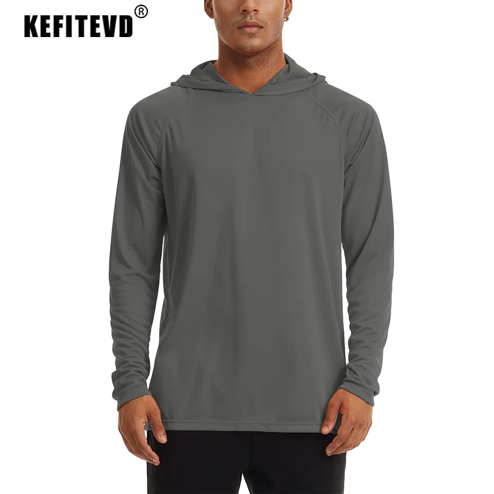 Sport T Shirt,Long Sleeve T Shirt Men's Long Sleeve T-shirts Hooded Tops Sun/UV Protection Sunscreen Outdoor Camping Hiking Shirts Men Hoodie