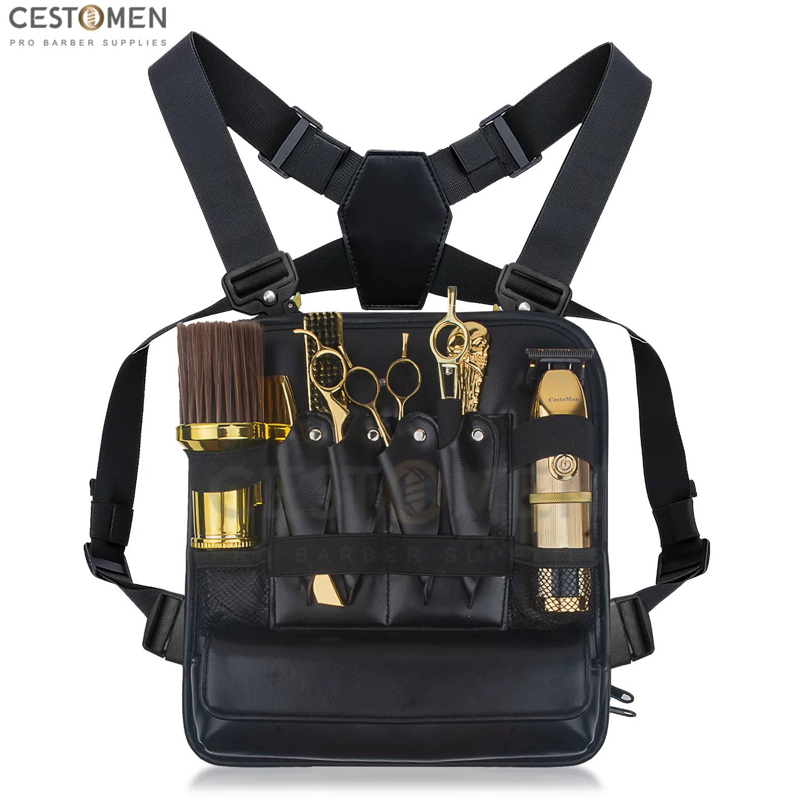 NEWEST Leather Fashionable Functional Chest Rigs Bag Hair Stylist Barber Storage Chest Bags Professional Scissors Chest Bags